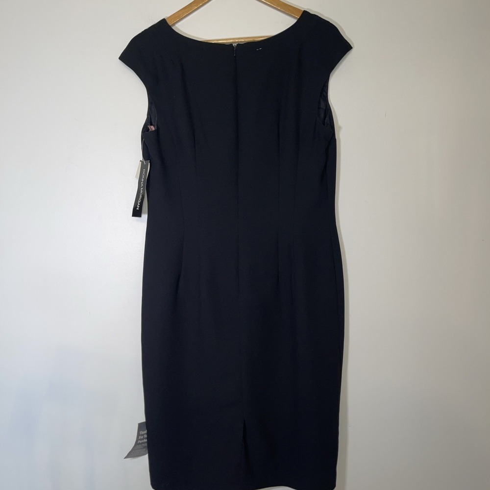 Donna Morgan Black Sheath Dress Size 14 Beaded Floral Sleeveless Cocktail NWT - Picture 8 of 8